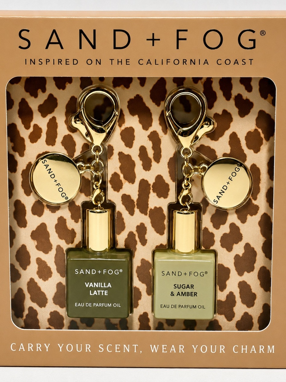 Sand + Fog Vanilla Latte & Sugar & Amber Roller Keychain Set NEW